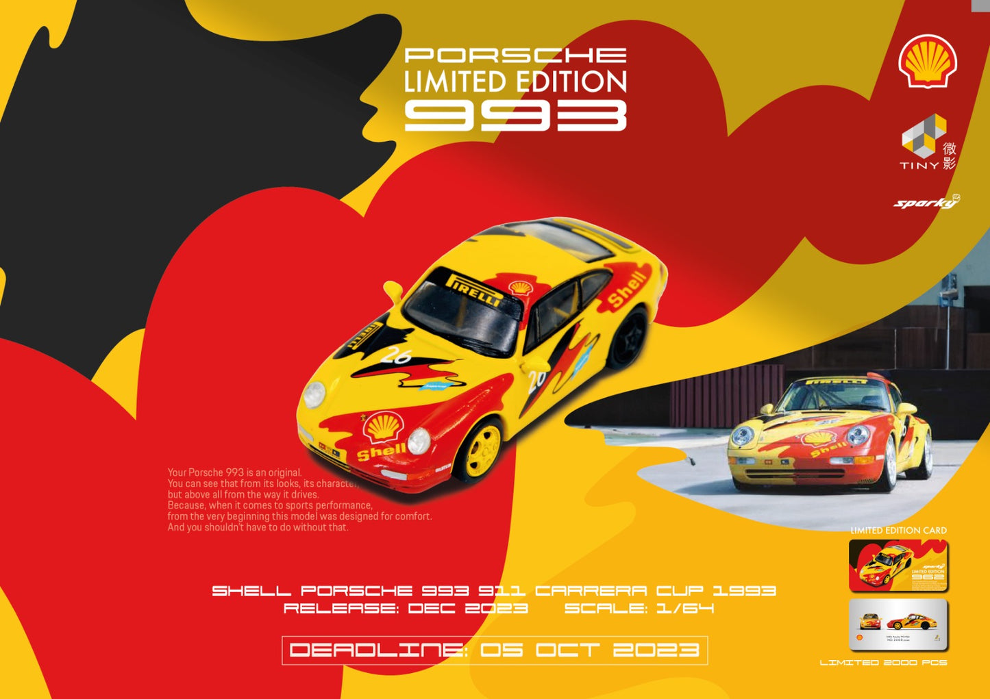 Sparky 1:64 Porsche 993 Carrera Cup 1993 Shell Without Rear Spoiler