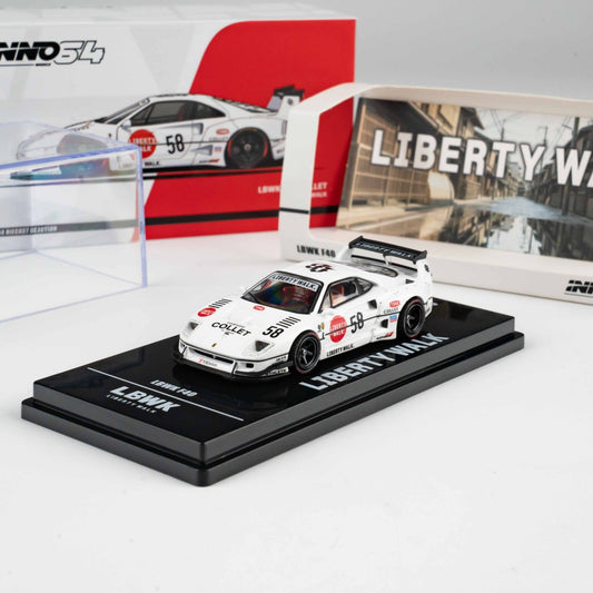 INNO64 1:64 LBWK F40 COLLET White in Premium Box Packaging (Chance of a Red Chase Car) (IN64-LBWKF40-COLLET)