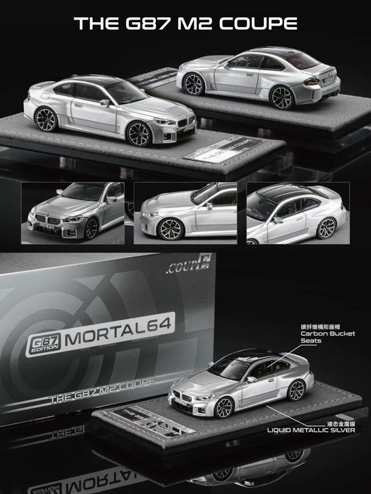 Mortal 1:64 BMW M2 Mk2 G87 Liquid Metal Silver in Premium Box Packaging