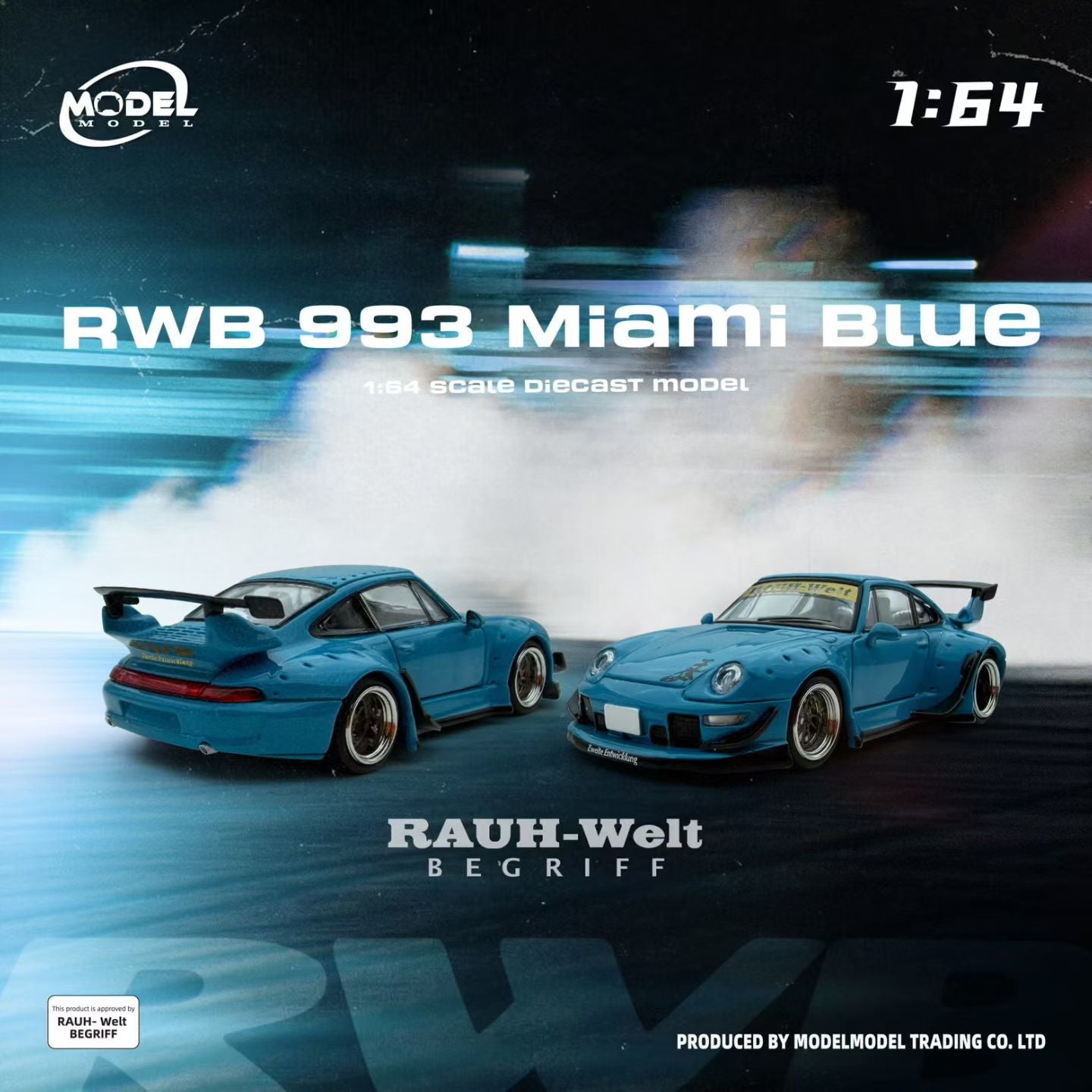 Model Model 1:64 RWB 993 Miami Blue in Paper Box Packaging