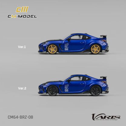 CM Model 1:64 Subaru BRZ Mk2 ZD8 Varis Arising-1 Metallic Blue with Extra Wheel-Set