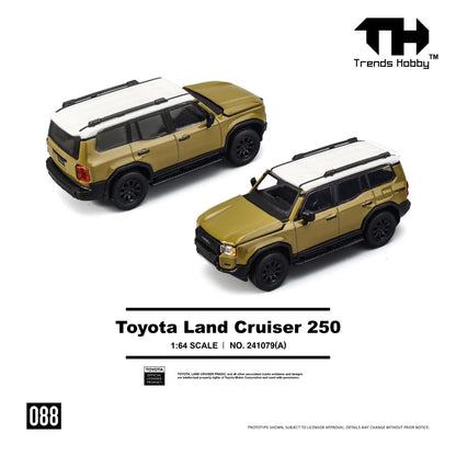 Trends Hobby 1:64 Toyota Land Cruiser 250 Sands Yellow Openable Hood Detailed Engine Toyota Official Licensed