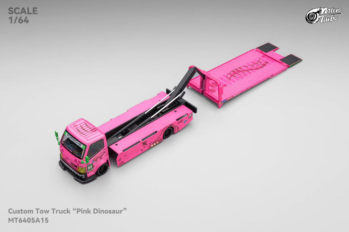Mega Gear 1:64 Hino 300 Series MK2 Custom Extendable Tow Truck Flat bed Livery Tyrannosaurus Roxy Pink (Limited to 2 per customer/ address)