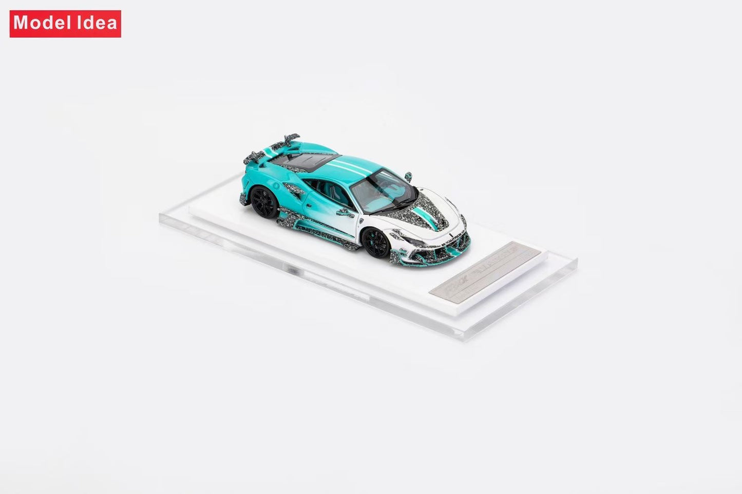 [Premium Resin Model] Model Idea 1:64 Ferrari F8 Tributo Mansory Custom F8XX Blue White Limited to 299 Pieces