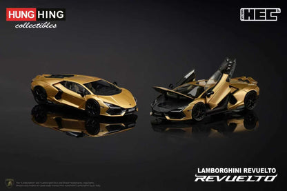 Hung Hing 1:64 Lamborghini Revuelto LB744 V12 PHEV Gold Official Licensed Hobby Expo China 2026 Special Edition (Openable All Doors and Hoods with Detailed Engine)