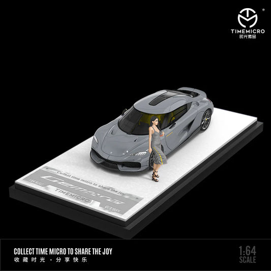 Time Micro 1:64 Grey Racing Car with Model Girl Figure