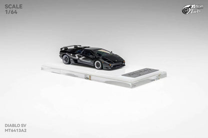 Micro Turbo 1:64 Diablo SV Metallic Black (Foldable Pop Up Head Lights + Opening Hood + Engine Part + Exhaust Details + Attachment)
