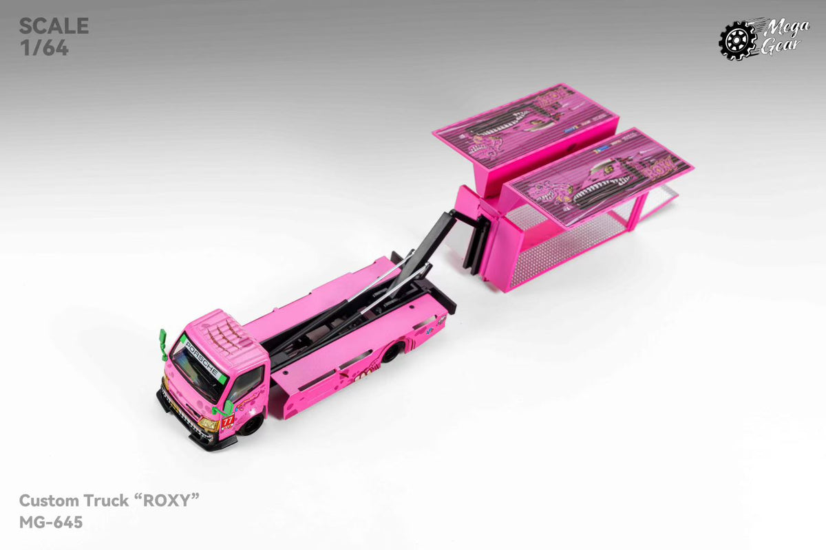 Mega Gear 1:64 Hino 300 Series MK2 Custom Extendable Tow Truck Container Livery Tyrannosaurus Roxy Pink (Limited to 2 per customer/ address)