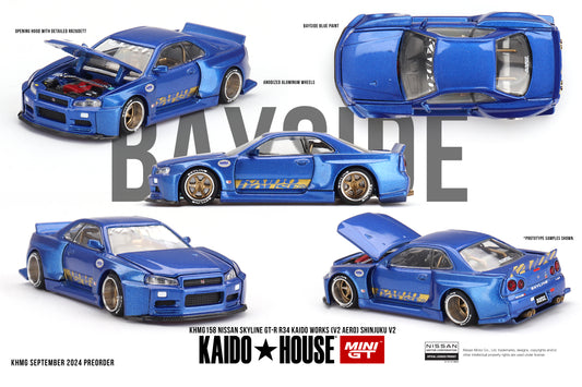 Mini GT 1:64 Nissan Skyline GT-R (R34) Kaido Works (V2 Aero) SHINJUKU V2 KAIDOHOUSE (KHMG158)