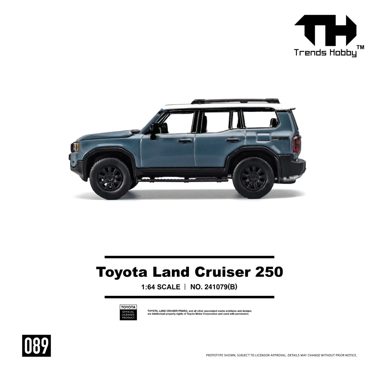 Trends Hobby 1:64 Toyota Land Cruiser 250 Blue Openable Hood Detailed Engine Toyota Official Licensed