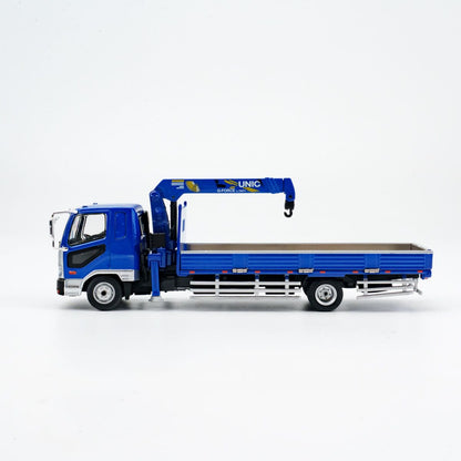 GCD 1:64 Mitsubishi Fuso Fighter Boom Lifter Crane Truck Official Licensed Blue with 2 Bunches of PVC Pipes + 1 Metallic Sun Shade