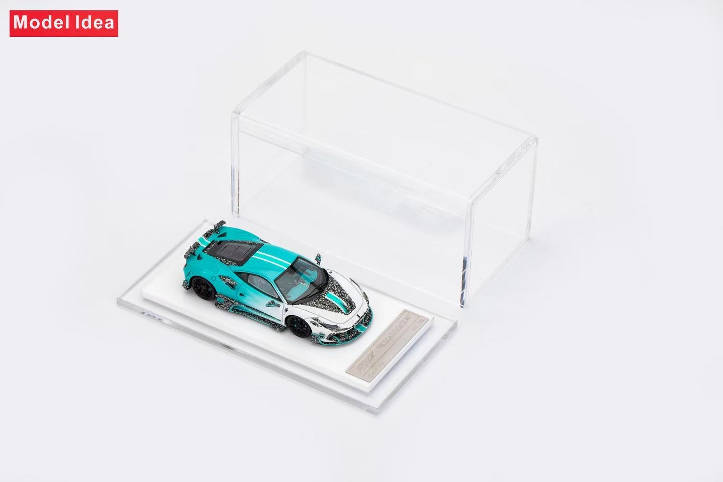 [Premium Resin Model] Model Idea 1:64 Ferrari F8 Tributo Mansory Custom F8XX Blue White Limited to 299 Pieces