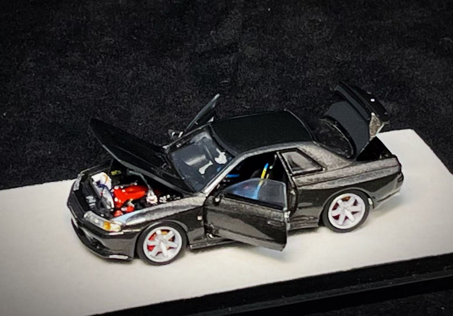 PGM 1:64 Nissan Skyline GT-R R32 Metallic Grey Openable Doors Front Hood Rear Bonnet (Normal Rectangle Box Edition)