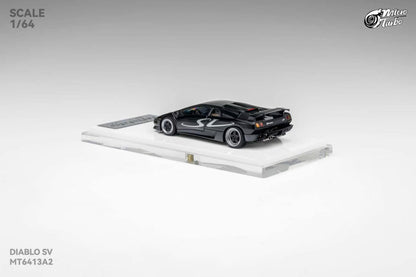 Micro Turbo 1:64 Diablo SV Metallic Black (Foldable Pop Up Head Lights + Opening Hood + Engine Part + Exhaust Details + Attachment)