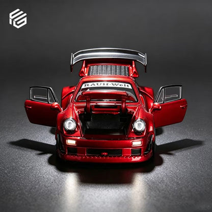 FG 1:64 RWB 930 Wide Body GT Wing Transparent Red Openable Front Rear Hoods and All Doors