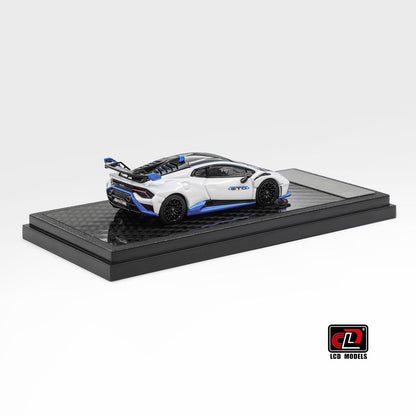 LCD Model 1:64 Lamborghini Huracan STO White Openable Engine Hood with Detailed Engine Lamborghini Official Licensed