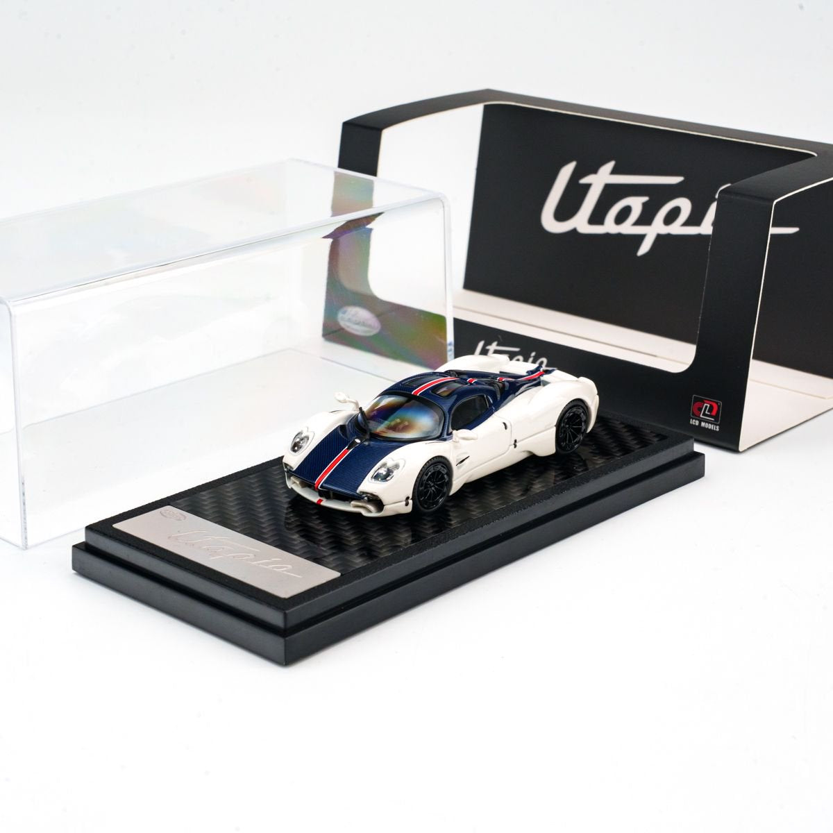 LCD 1:64 Pagani Utopia White Blue Carbon Official Licensed