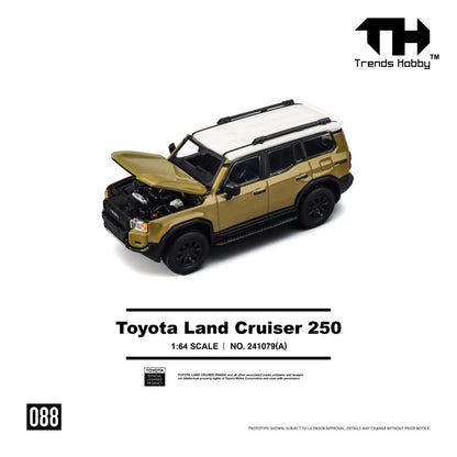Trends Hobby 1:64 Toyota Land Cruiser 250 Sands Yellow Openable Hood Detailed Engine Toyota Official Licensed