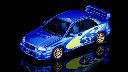 Furuya 1:64 Subaru Impreza WRX STI Blob Eye Sedan Blue Rally Gold Wheels