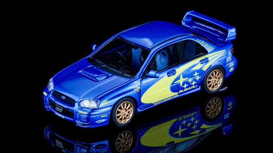 Furuya 1:64 Subaru Impreza WRX STI Blob Eye Sedan Blue Rally Gold Wheels