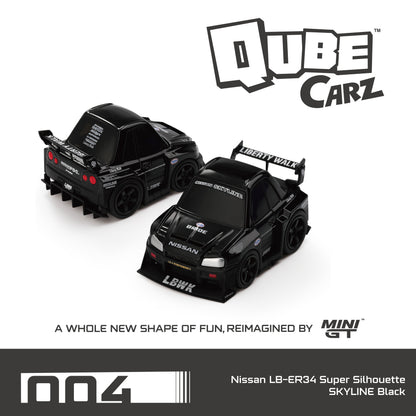 Mini GT 1:64 QubeCarz Nissan GT-R Nissan LB-ER34 Super Silhouette SKYLINE Black /Blister packaging (QZ00401-BL)