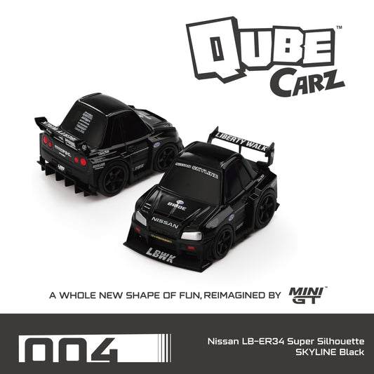 Mini GT 1:64 QubeCarz Nissan GT-R Nissan LB-ER34 Super Silhouette SKYLINE Black /Blister packaging (QZ00401-BL)