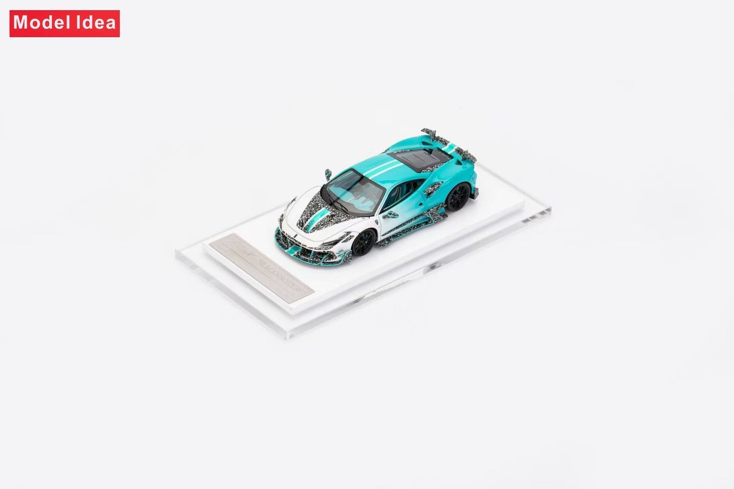 [Premium Resin Model] Model Idea 1:64 Ferrari F8 Tributo Mansory Custom F8XX Blue White Limited to 299 Pieces