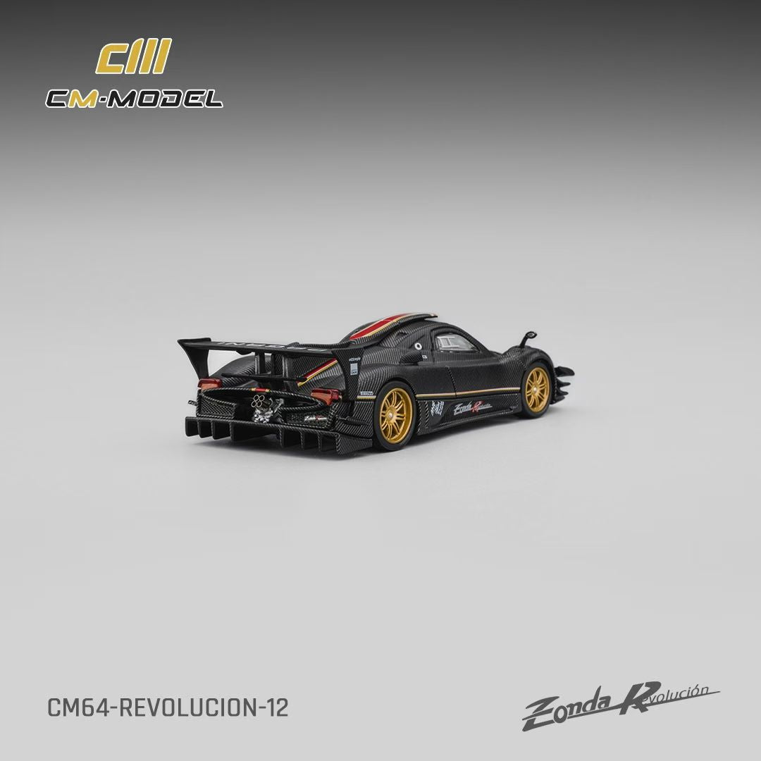 CM Model 1:64 Pagani Zonda R Evolucion Track Version Black Dry Carbon with Extra Wheel-Set Pagani Official Licensed