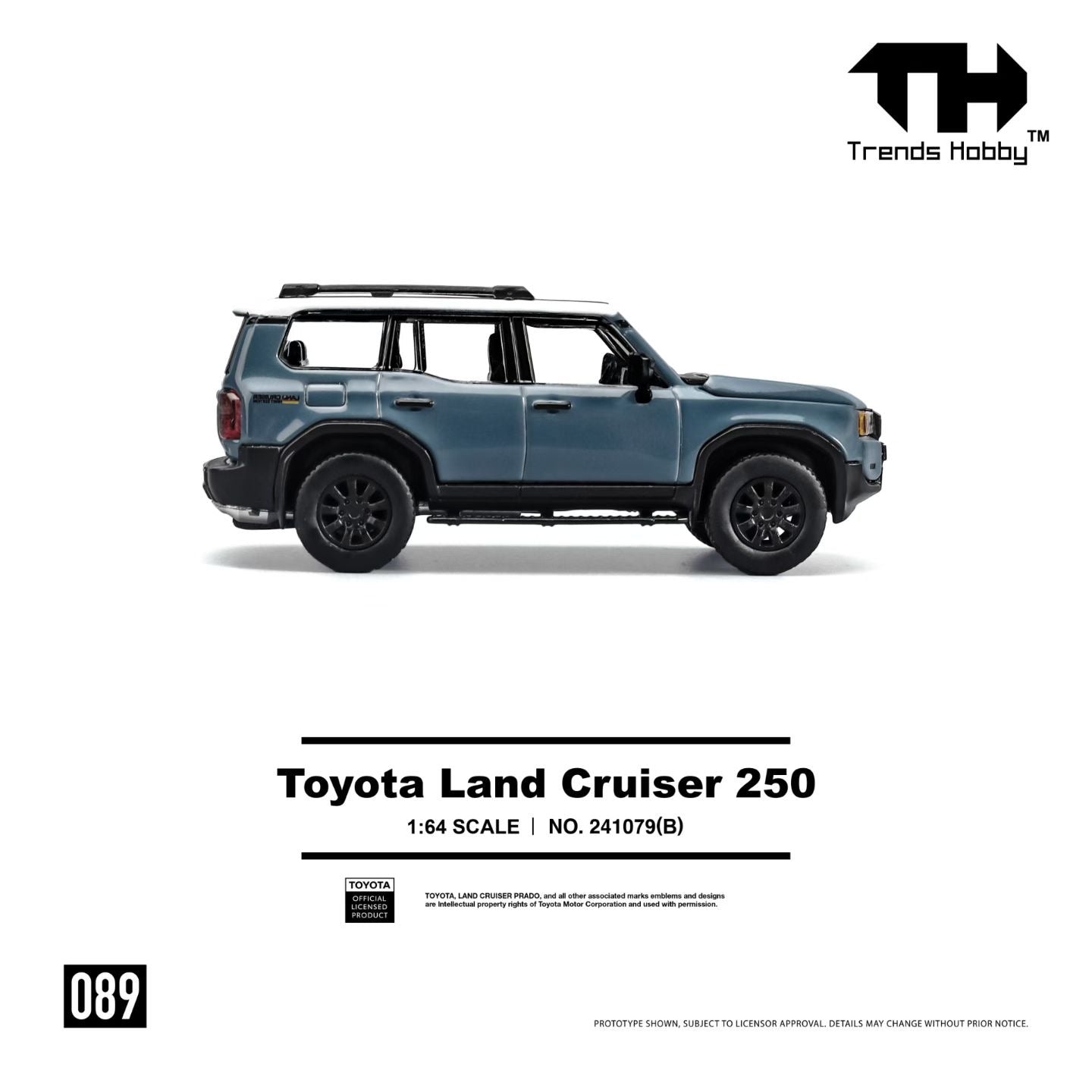 Trends Hobby 1:64 Toyota Land Cruiser 250 Blue Openable Hood Detailed Engine Toyota Official Licensed