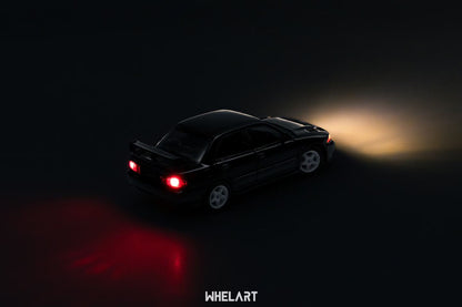 Whelart 1:64 Mitsubishi Lancer Evolution III Black LED Head and Back Lights with Car Key Shape Controller in Premium Box Packaging (Official Licensed)