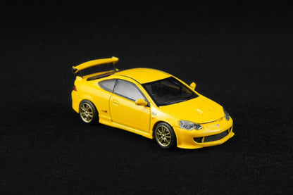 Motorhelix 1:64 Honda Mugen Integra Type-R DC5 Phoenix Yellow Openable Front Hood Detailed Engine - Honda & Mugen Duel Official Licensed