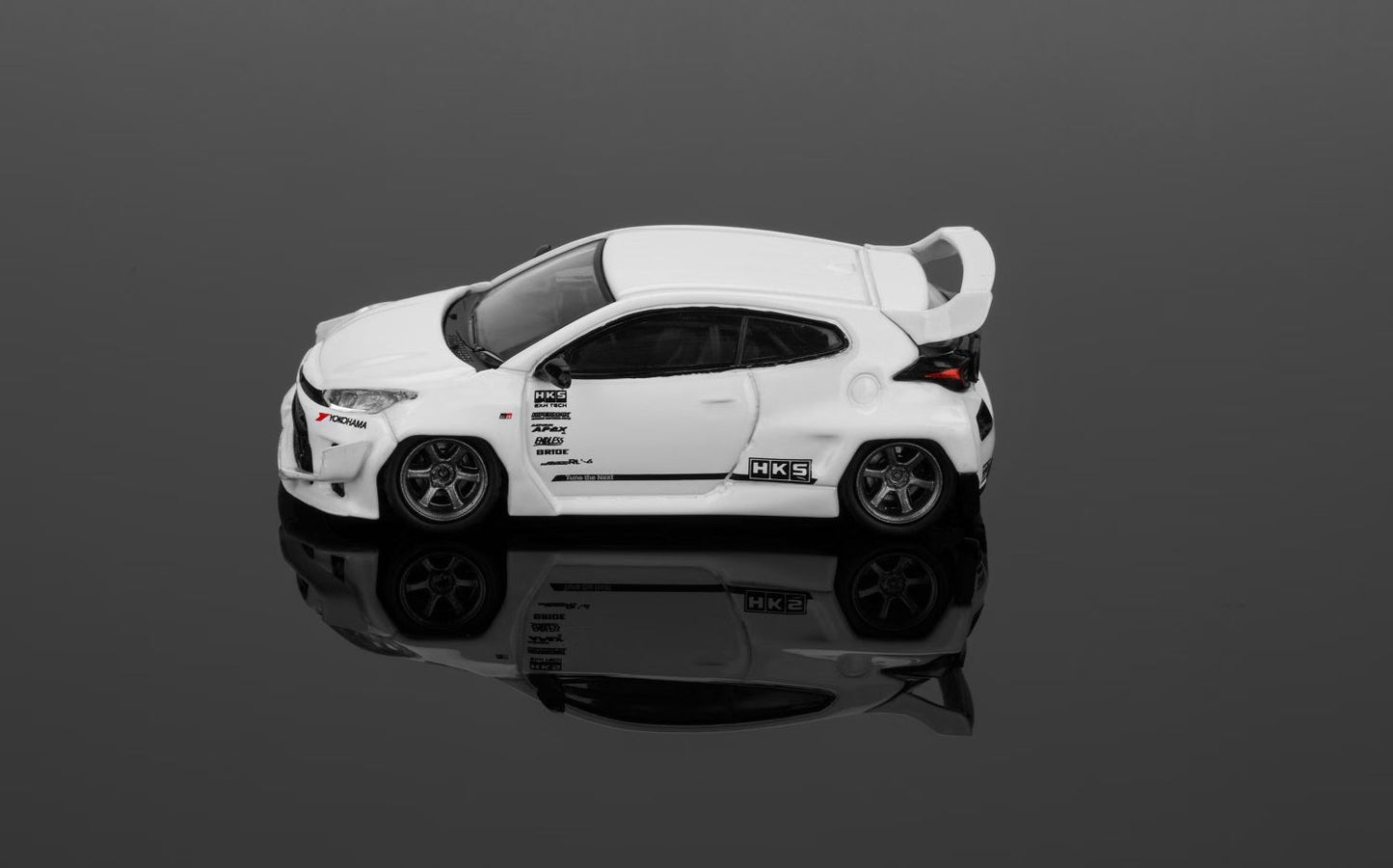 Fuji 1:64 Toyota GR Yaris Pandem Rocket Bunny Wide Body Hot Hatch HKS White Limited 499 Pieces