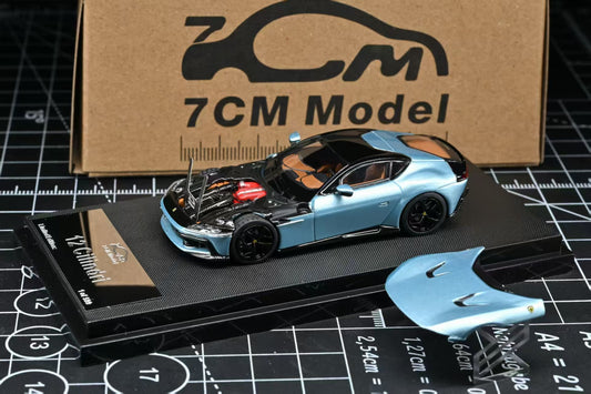 7CM Model 1:64 12Cilindri Hard Top Coupe Azzurro California Blue Openable Front Good Detailed Engine