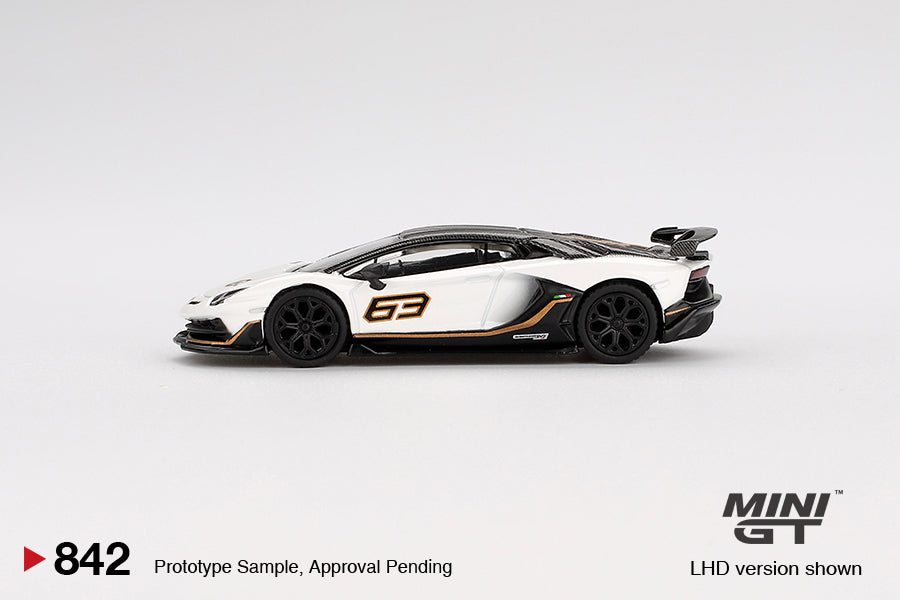 Mini GT 1:64 Lamborghini Aventador SVJ 63 Bianco Asopo (MGT00842-CH)
