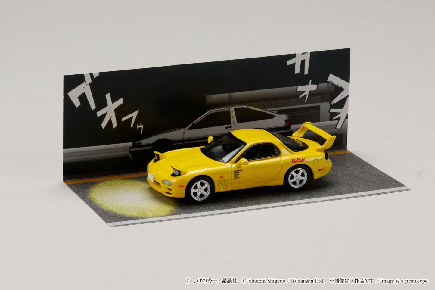 Hobby Japan x JDM64 1:64 Mazda RX-7 (FD3S) Red Suns Initial D 30th Anniversary Set C Keisuke Takahashi VS Takumi Fujiwara