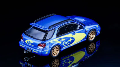 Furuya 1:64 Subaru Impreza WRX STI Blob Eye Wagon Blue Rally Gold Wheels with Removable Roof Box