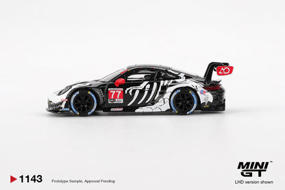 [3 Cars Bundle] Mini GT 1:64 Porsche 911 GT3 R #77 AO Racing 2025 IMSA Petit Le Mans in Paper Box Packaging (MGT01143-CH)  + [Premium Resin Model] Fine Works 1:64 Aventador LP700-4 Black White Panel Lines+ Fine Works 1:64 Camaro Transformers White