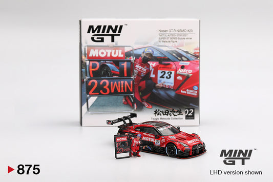 Mini GT 1:64 Nissan GT-R NISMO #23 "MOTUL AUTECH GT-R 2021" SUPER GT SERIES Suzuka winner W/ Matsuda Figure Tsugio Matsuda Collection No.2 (MGT00875-L)