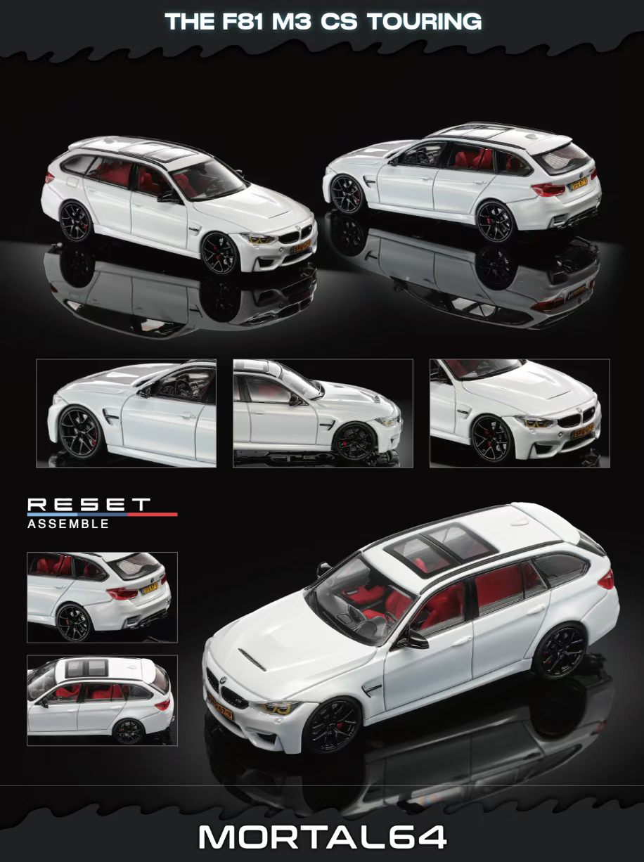 Mortal 1:64 M3 F81 CS Touring Wagon Pearl White in Premium Box Packaging