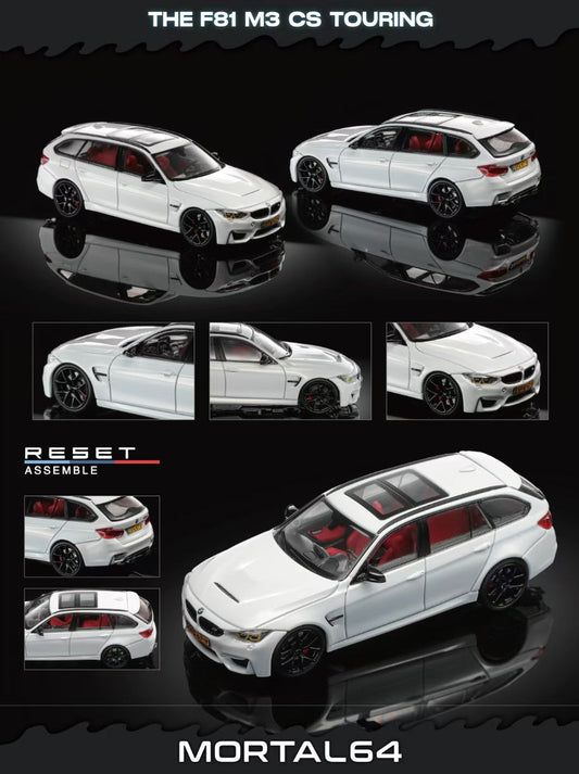 Mortal 1:64 M3 F81 CS Touring Wagon Pearl White in Premium Box Packaging