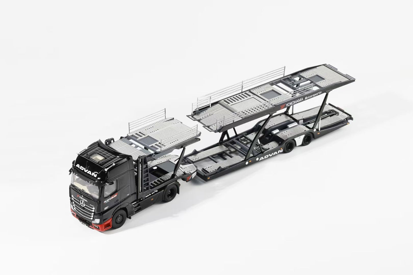 GCD 1:64 Mercedes Benz Actros Double Deck Trailer Truck Mercedes & ADVAN Dual Official Licensed