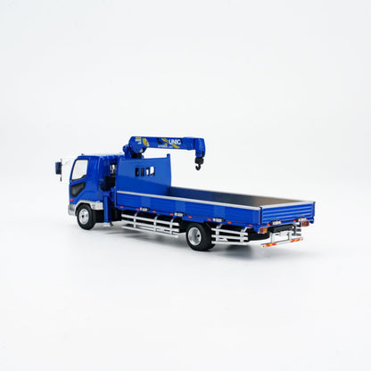 GCD 1:64 Mitsubishi Fuso Fighter Boom Lifter Crane Truck Official Licensed Blue with 2 Bunches of PVC Pipes + 1 Metallic Sun Shade