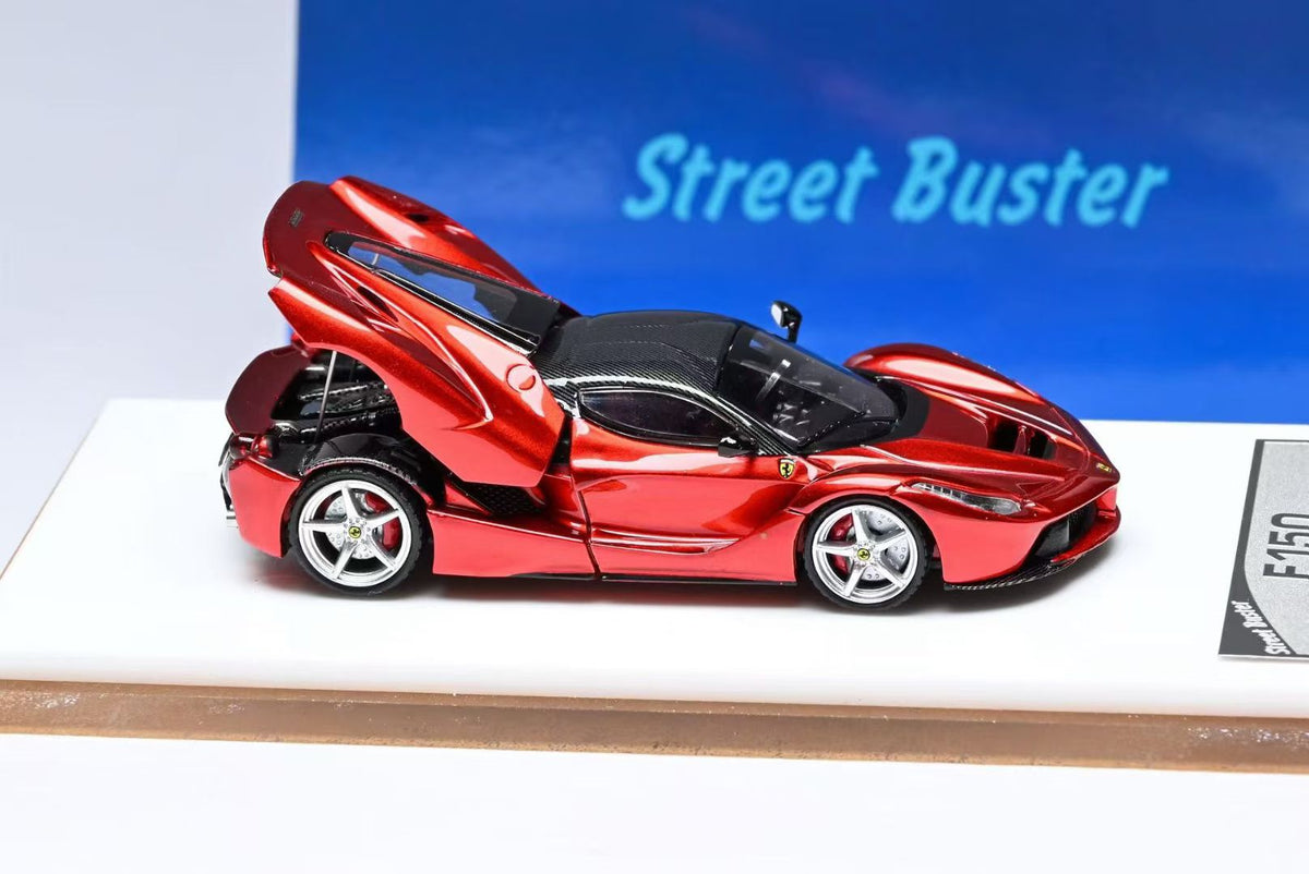 Street Buster 1:64 LaFerrari F150 Coupe Hard Top Rosso Maranello Metallic Red Openable Rear Hood Detailed Engine with Extra Wheel-Set