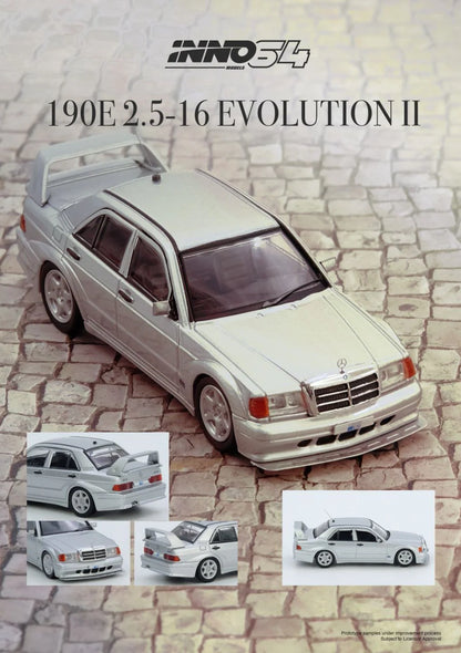 INNO64 1:64 MERCEDES-BENZ 190E 2.5-16 Evolution II Silver (IN64-190E-SIL)