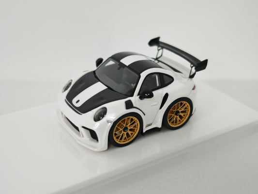 [Premium Resin Model] YM Model X MiniCrafisman 1:64 Porsche 992 GT3 RS White with Black Stripes Cute Egg Car (Full Interiors Rolling Cage Metal Exhausts Glossy Paint) Limited to 150 Pieces (Copy)