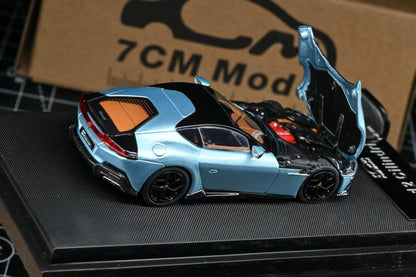 7CM Model 1:64 12Cilindri Hard Top Coupe Azzurro California Blue Openable Front Good Detailed Engine