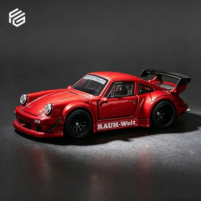 FG 1:64 RWB 930 Wide Body GT Wing Transparent Red Openable Front Rear Hoods and All Doors