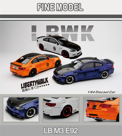 Fine Model 1:64 BMW M3 E92 LB-Works LBWK Pearl Orange with Decal Sticker