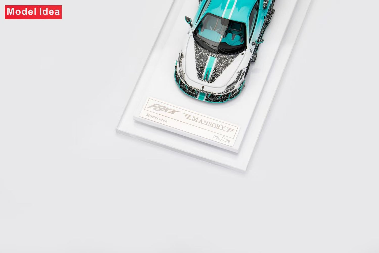 [Premium Resin Model] Model Idea 1:64 Ferrari F8 Tributo Mansory Custom F8XX Blue White Limited to 299 Pieces
