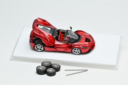 Street Buster 1:64 LaFerrari F150 Aperta Soft Top Rosso Maranello Metallic Red Openable Rear Hood Detailed Engine